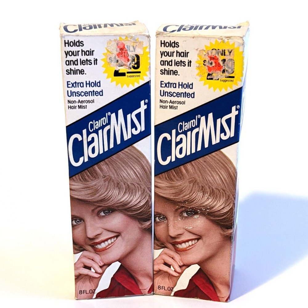 Rare 2-Pack Clairol Clairmist Hairspray Regular Unscented Extra Hold Vintage